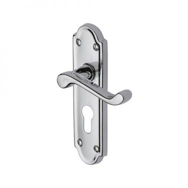 Click Here To Enlarge This Photo Of V327&period;48-PC Heritage Brass Door Handle For Euro Profile Plate Meridian Design Polished Chrome Finish