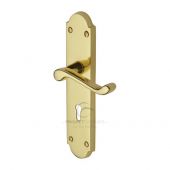 PR7082-PB M&period;Marcus Project Hardware Door Handle Lever Lock Kensington Design Polished Brass Finish