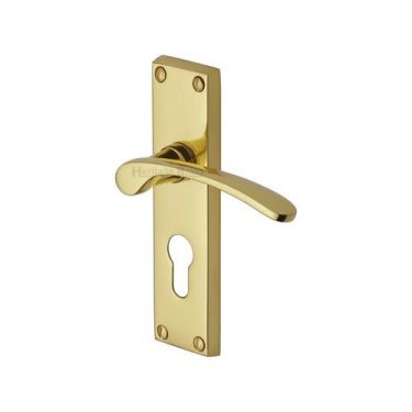 Click Here To Enlarge This Photo Of V4146&period;48-PB Heritage Brass Door Handle For Euro Profile Plate Sophia Design Polished Brass Finish