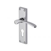 V4146&period;48-PC Heritage Brass Door Handle For Euro Profile Plate Sophia Design Polished Chrome Finish