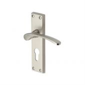 V4146&period;48-SN Heritage Brass Door Handle For Euro Profile Plate Sophia Design Satin Nickel Finish