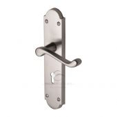 PR7082-SC M&period;Marcus Project Hardware Door Handle Lever Lock Kensington Design Satin Chrome Finish