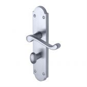 PR7088-SC M&period;Marcus Project Hardware Door Handle For Bathroom Kensington Design Satin Chrome Finish