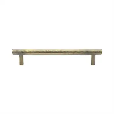 Click Here To Enlarge This Photo Of V4458 128-AT Heritage Brass Cabinet Pull Complete Knurl Design 128mm ctc Antique Brass Finish