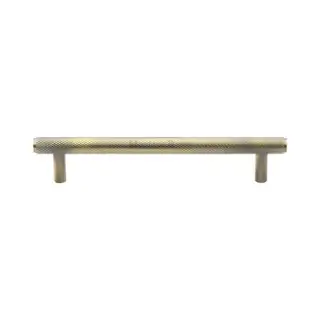 V4458 128-AT Heritage Brass Cabinet Pull Complete Knurl Design 128mm ctc Antique Brass Finish