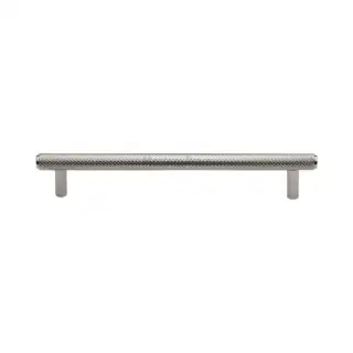 V4458 160-PNF Heritage Brass Cabinet Pull Complete Knurl Design 160mm ctc Polished Nickel Finish