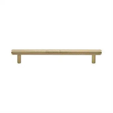 Click Here To Enlarge This Photo Of V4458 160-SB Heritage Brass Cabinet Pull Complete Knurl Design 160mm ctc Satin Brass Finish