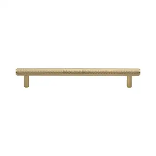 V4458 160-SB Heritage Brass Cabinet Pull Complete Knurl Design 160mm ctc Satin Brass Finish