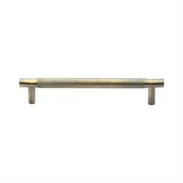 Click Here To Enlarge This Photo Of V4461 128-AT Heritage Brass Cabinet Pull Partial Knurl Design 128mm ctc Antique Brass Finish