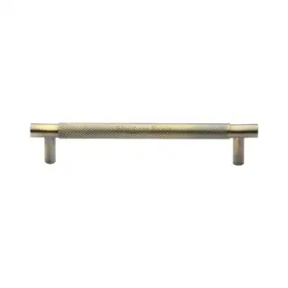 V4461 128-AT Heritage Brass Cabinet Pull Partial Knurl Design 128mm ctc Antique Brass Finish