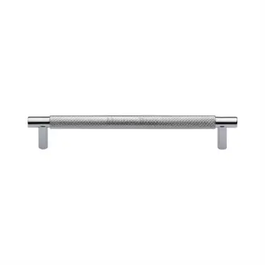 Click Here To Enlarge This Photo Of V4461 160-PC Heritage Brass Cabinet Pull Partial Knurl Design 160mm ctc Polished Chrome Finish