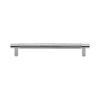 V4461 160-PC Heritage Brass Cabinet Pull Partial Knurl Design 160mm ctc Polished Chrome Finish