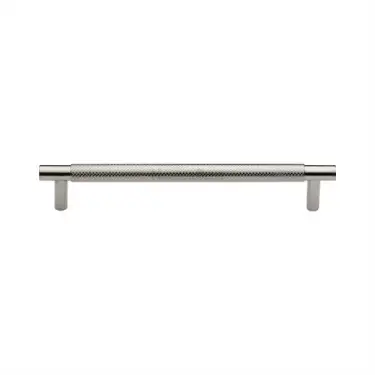 Click Here To Enlarge This Photo Of V4461 160-PNF Heritage Brass Cabinet Pull Partial Knurl Design 160mm ctc Polished Nickel Finish