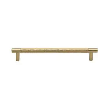 Click Here To Enlarge This Photo Of V4461 160-SB Heritage Brass Cabinet Pull Partial Knurl Design 160mm ctc Satin Brass Finish