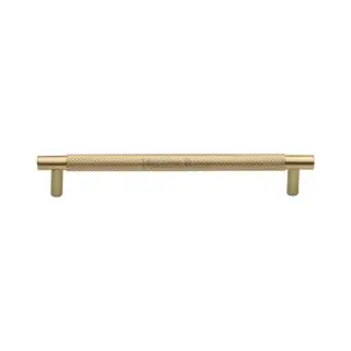 V4461 160-SB Heritage Brass Cabinet Pull Partial Knurl Design 160mm ctc Satin Brass Finish