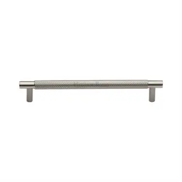 Click Here To Enlarge This Photo Of V4461 160-SN Heritage Brass Cabinet Pull Partial Knurl Design 160mm ctc Satin Nickel Finish