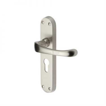 Click Here To Enlarge This Photo Of V6066&period;48-SN Heritage Brass Door Handle For Euro Profile Plate Gloucester Design Satin Nickel Finish