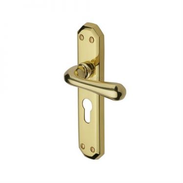 Click Here To Enlarge This Photo Of V7066&period;48-PB Heritage Brass Door Handle For Euro Profile Plate Charlbury Design Polished Brass Finish