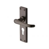 V727&period;48-MB Heritage Brass Door Handle For Euro Profile Plate Windsor Design Matt Bronze Finish