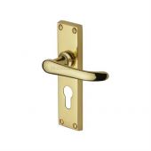 V727&period;48-PB Heritage Brass Door Handle For Euro Profile Plate Windsor Design Polished Brass Finish