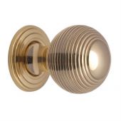 V973 32-PB Heritage Brass Cabinet Knob Reeded Design 32mm Polished Brass Finish
