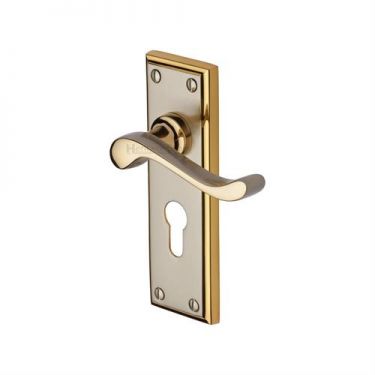 Click Here To Enlarge This Photo Of W3227&period;48-JP Heritage Brass Door Handle For Euro Profile Plate Edwardian Design Jupiter Finish