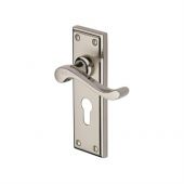 W3227&period;48-MC Heritage Brass Door Handle For Euro Profile Plate Edwardian Design Mercury Finish