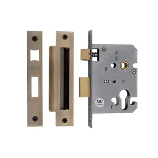YKSLE3N-AT M&period;Marcus York Euro Sash Lock 3" Antique Brass Finish
