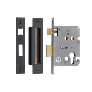 YKSLE3N-BLK M&period;Marcus York Euro Sash Lock 3" Matt Black Finish