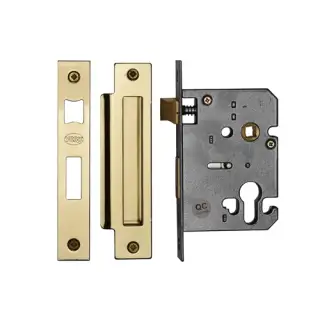 YKSLE3N-PB M&period;Marcus York Euro Sash Lock 3" Polished Brass Finish