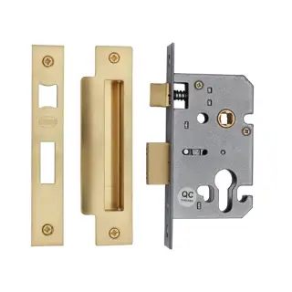 YKSLE3N-SB M&period;Marcus York Euro Sash Lock 3" Satin Brass Finish