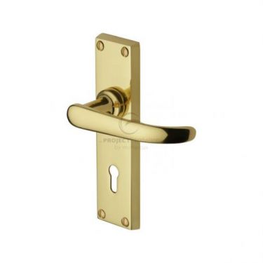 Click Here To Enlarge This Photo Of PR900-PB M&period;Marcus Project Hardware Door Handle Lever Lock Avon Design Polished Brass Finish