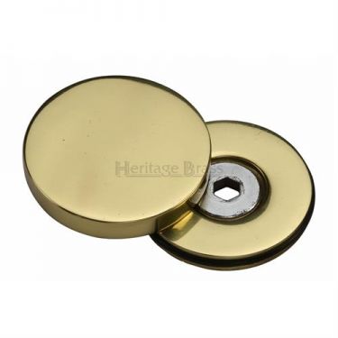 Click Here To Enlarge This Photo Of COV-12-PB Heritage Brass Bolt Cover To Conceal Metal Fasteners Polished Brass Finish