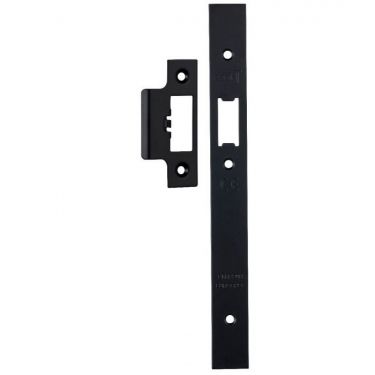 Click Here To Enlarge This Photo Of FSF5016MB Carlisle Brass Eurospec Easi-T Matt Black Forend Strike & Fixing Pack to Suit Architectural Din Latches &lpar;DLS0060L&rpar;