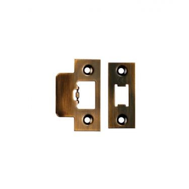 Click Here To Enlarge This Photo Of FSF5009AB Carlisle Brass Eurospec Easi-T Antique Brass Forend Strike & Fixing Pack to Suit Heavy Duty Tubular Latches &lpar;TLS5025&sol;TLS5030&sol;TLS5040&sol;TLS5050&rpar;
