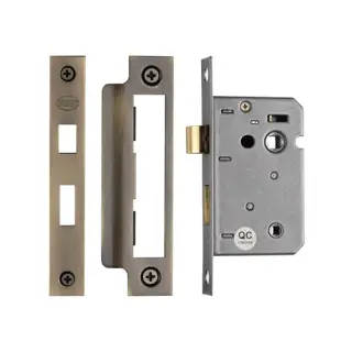 YKBL2N-AT M&period;Marcus York Bathroom Lock 2 &half;" Antique Brass