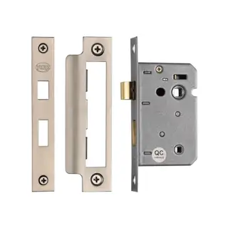 YKBL2N-SN&SC M&period;Marcus York Bathroom Lock 2 &half;" Satin Nickel&sol;Satin Chrome
