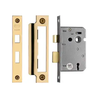 YKSL32N-PB M&period;Marcus York 3 Lever Sashlock 2 &half;" Polished Brass Finish