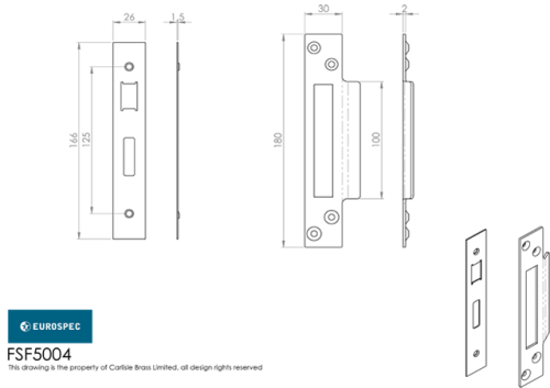 Click Here To Enlarge This Photo Of FSF5004SSS Carlisle Brass Eurospec Easi-T Satin Stainless Steel Forend Strike & Fixing Pack to Suit Architectural Sashlocks &lpar;BAS&sol;ESS&sol;LSS&rpar;