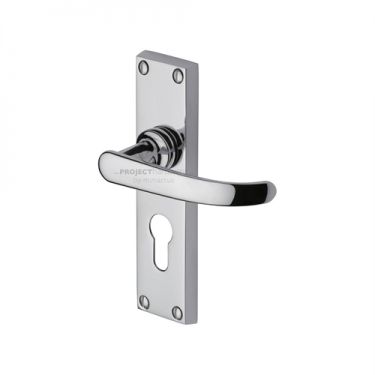 Click Here To Enlarge This Photo Of PR927-PC M&period;Marcus Project Hardware Door Handle For Euro Profile Plate Avon Design Polished Chrome Finish
