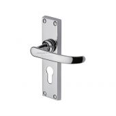PR927-PC M&period;Marcus Project Hardware Door Handle For Euro Profile Plate Avon Design Polished Chrome Finish