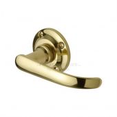 PR930-PB M&period;Marcus Project Hardware Door Handle Lever Latch on Round Rose Avon Design Polished Brass Finish