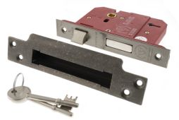 Atlantic - ALKSASH5LK25DS British Standard 5 Lever Key Sashlock 2&period;5" - Distressed Silver