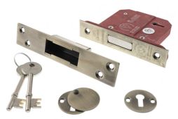 Atlantic - ALKDEAD5LK25AB British Standard 5 Lever Key Deadlock 2&period;5" - Antique Brass