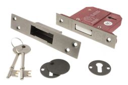 Atlantic - ALKDEAD5LK25DS British Standard 5 Lever Key Deadlock 2&period;5" - Distressed Silver