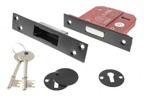 Click Here To Enlarge This Photo Of Atlantic - ALKDEAD5LK25MB British Standard 5 Lever Key Deadlock 2&period;5" - Matt Black