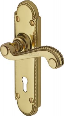 Click Here To Enlarge This Photo Of R750-PB Heritage Brass Door Handle Lever Lock Adam Design Polished Brass Finish