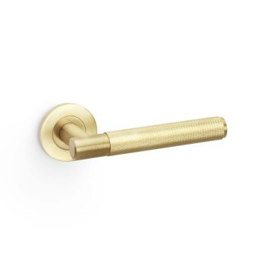 Click Here To Enlarge This Photo Of AW220SBPVD - Alexander & Wilks Spitfire Lever Knurled on 50x6mm Rose - Satin Brass PVD