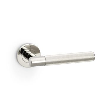Click Here To Enlarge This Photo Of AW222PNPVD - Alexander & Wilks Spitfire Lever Reeded on 50x6mm Rose - Polished Nickel PVD