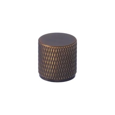 Click Here To Enlarge This Photo Of AW800-20-AB - Alexander & Wilks Brunel Diamond Knurled Cabinet Knob - Antique Brass - 20mm